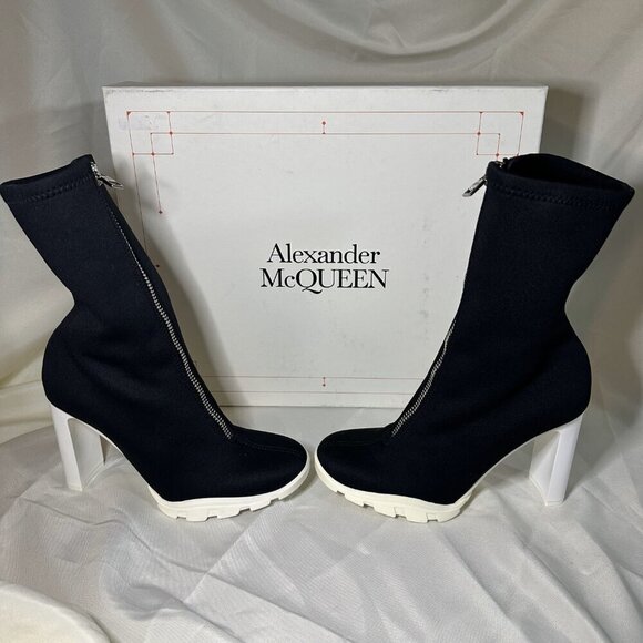 Alexander McQueen Neoprene Zip Booties 37.5 EU NWT - Picture 2 of 11